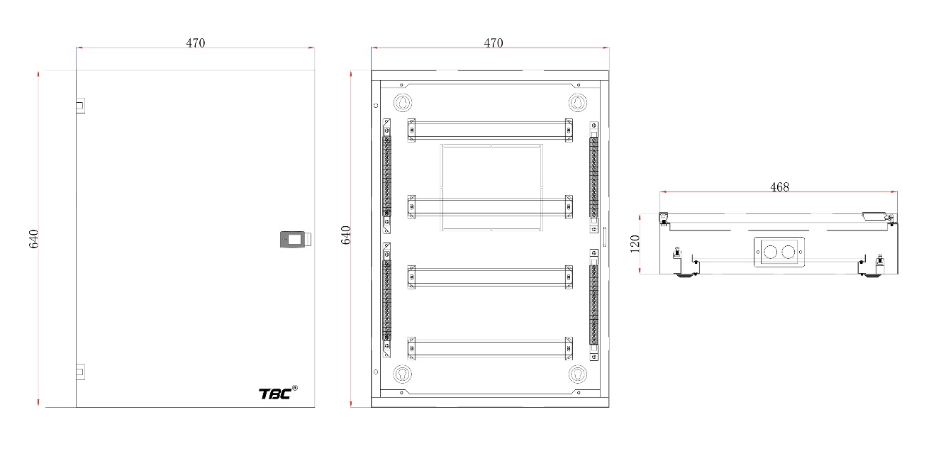 TBC TS-4-18W Distribution Board – 4 Rows 18 Ways