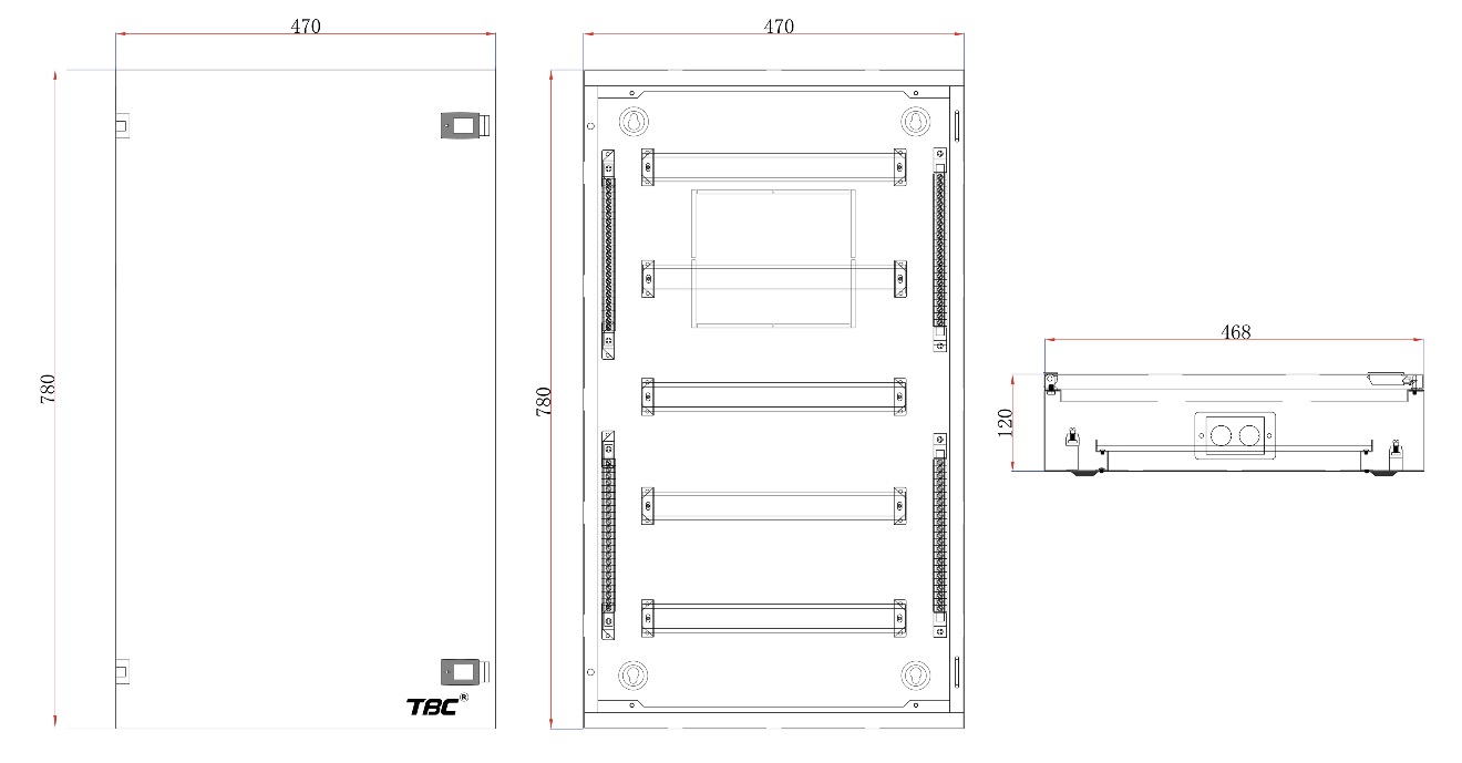 TBC TS-5-18W Distribution Board – 5 Rows 18 Ways