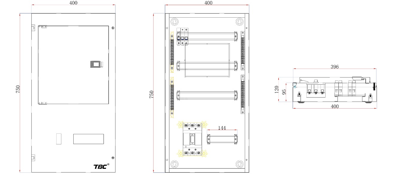 TBC TM-3M-16W MCCB Distribution Board – 3 Rows 16 Ways