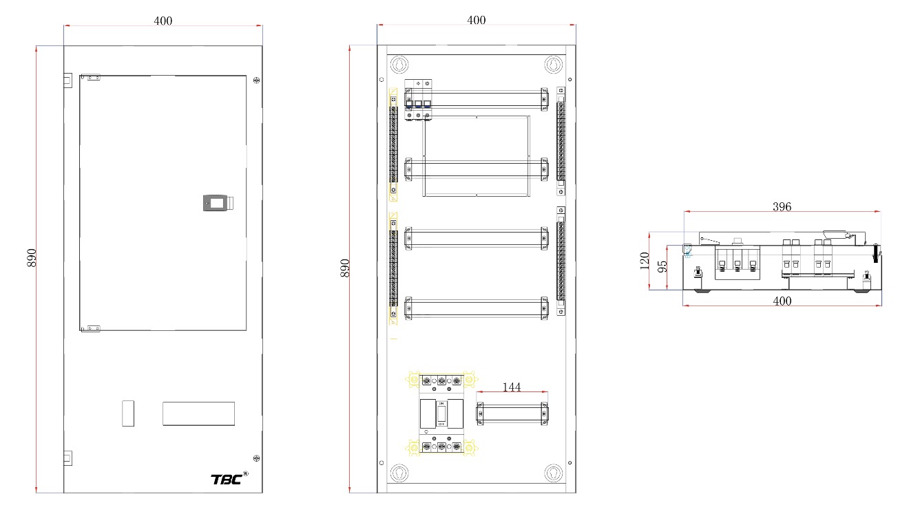 TBC TM-4M-16W MCCB Distribution Board – 4 Rows 16 Ways