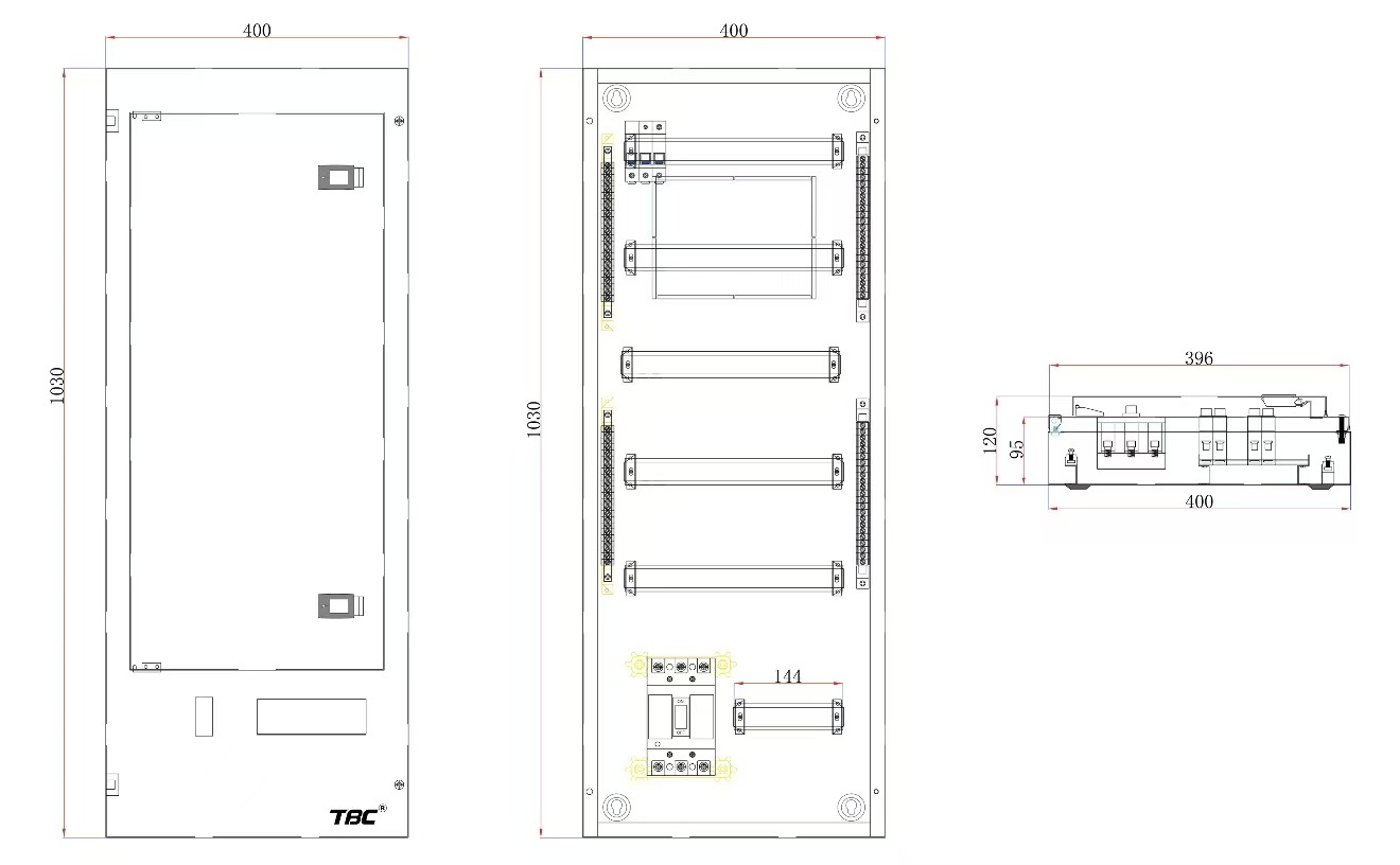 TBC TM-5M-16W MCCB Distribution Board – 5 Rows 16 Ways