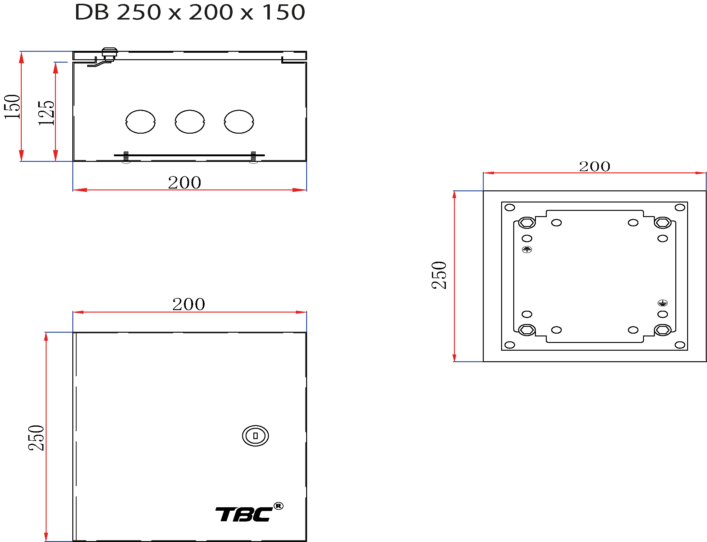 Metal Enclosure Box DB 250 × 200 × 150