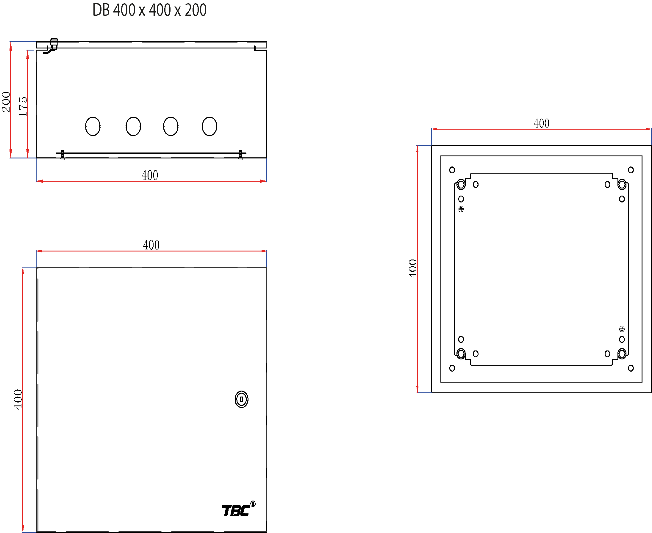 TBC DB 400 × 400 × 200 Sheet Metal Enclosure Box