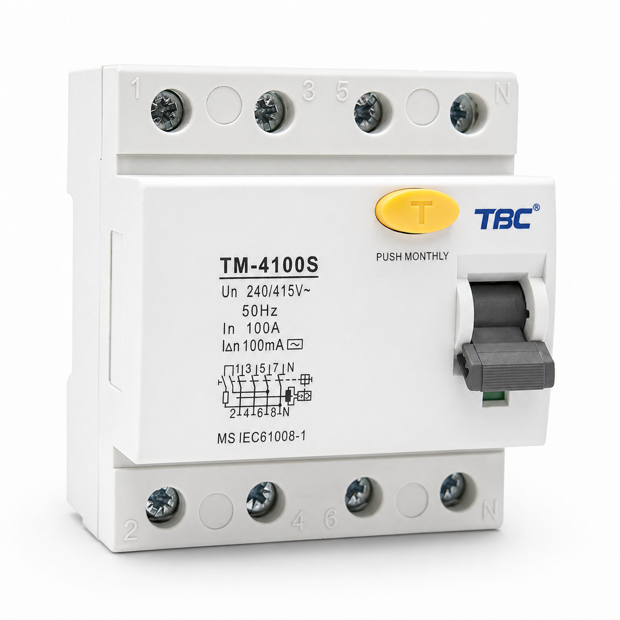 TM-4100S Residual Current Circuit Breaker (RCCB) 4P 100A 100mA