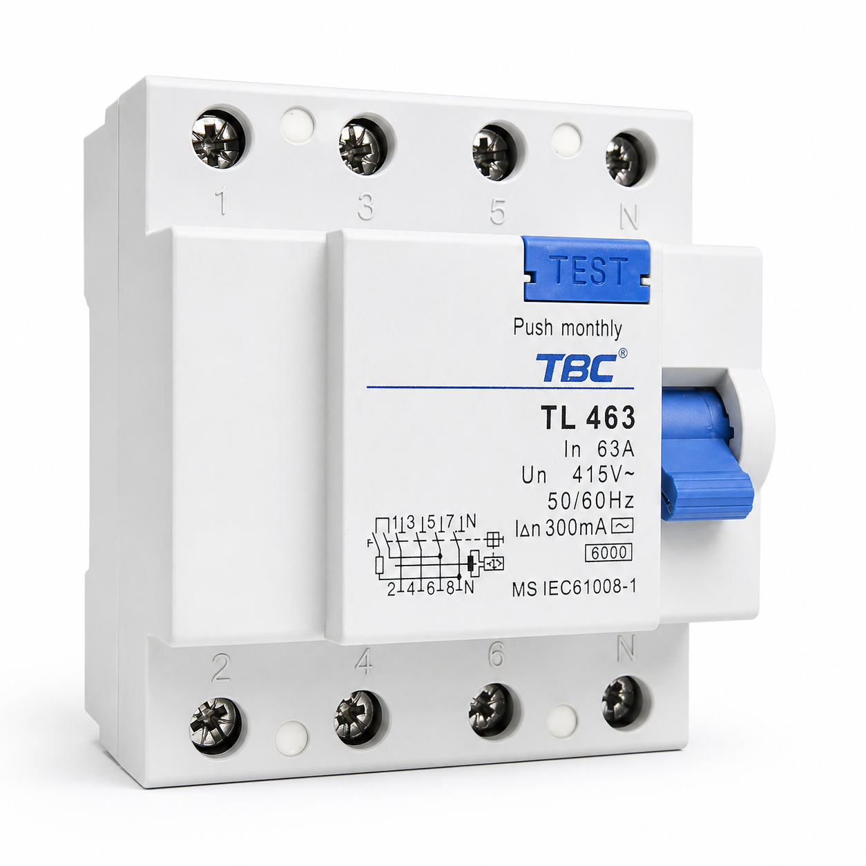 TL-463 Residual Current Circuit Breaker (RCCB) 4P 63A 30mA