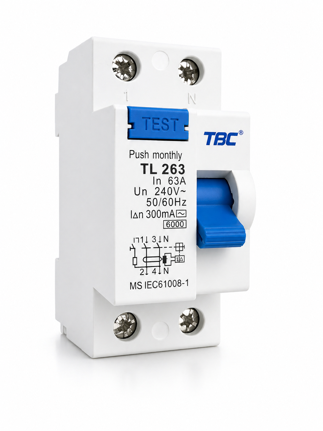 TL-263 Residual Current Circuit Breaker (RCCB) 2P 63A 300mA