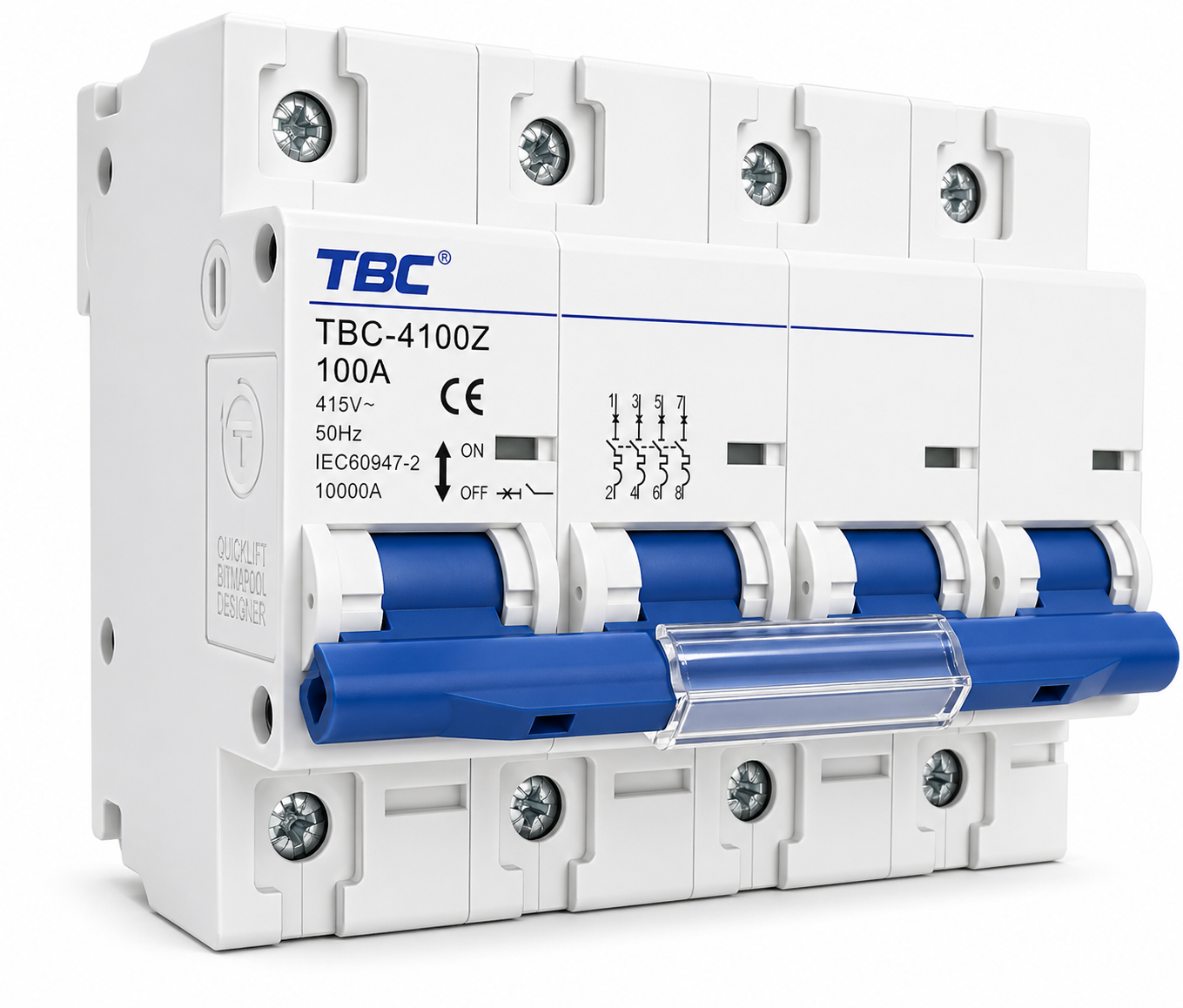 TBC-4100ZM Miniature Circuit Breaker (MCB) 4P 100A 10kA