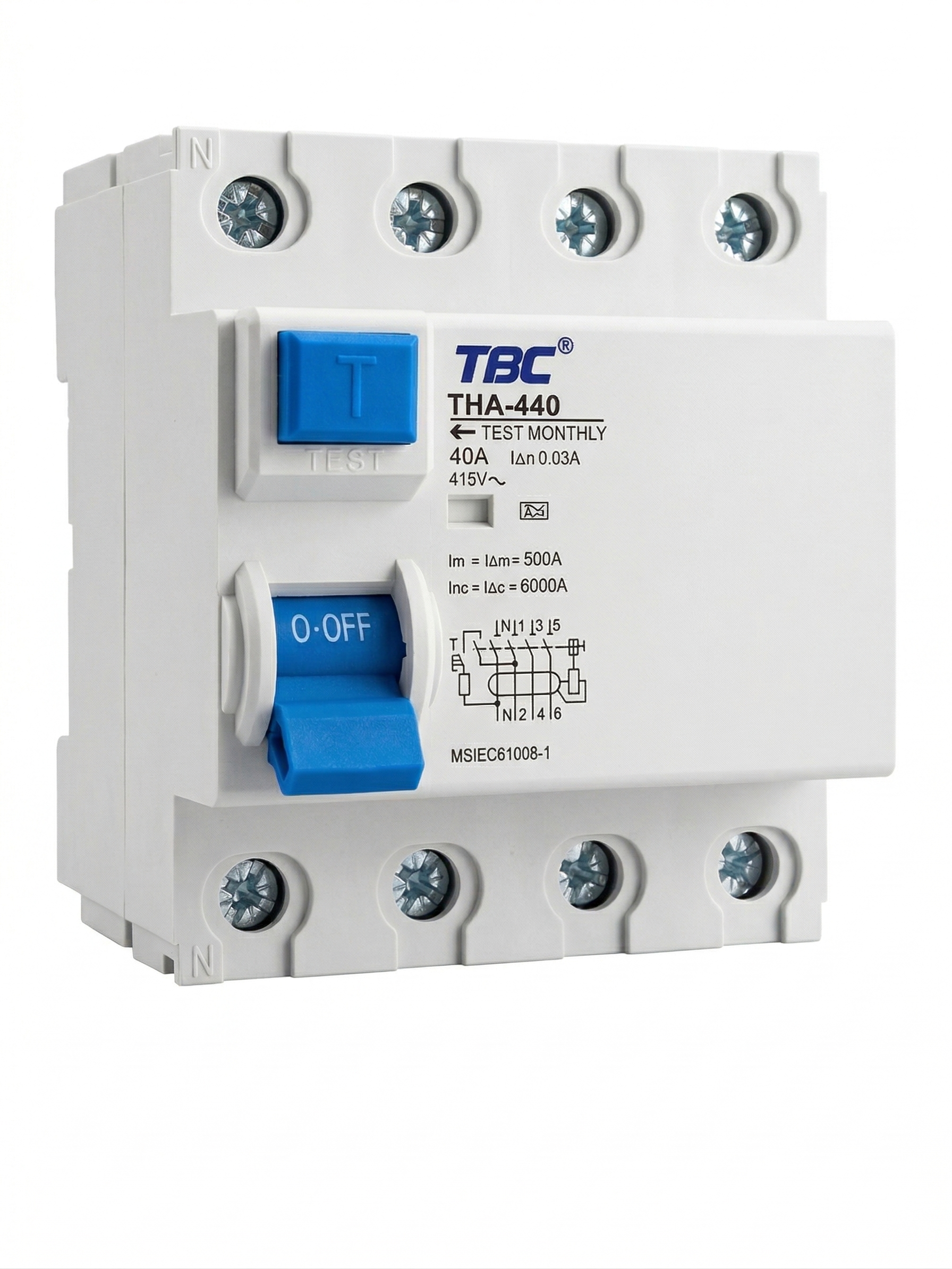 THA-440 4P 40A 30mA Type A Residual Current Circuit Breaker (RCCB)