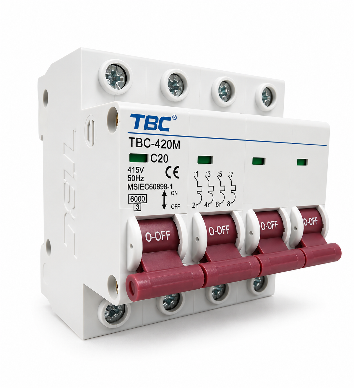 TBC-425M Miniature Circuit Breaker (MCB) 4P 25A 6kA