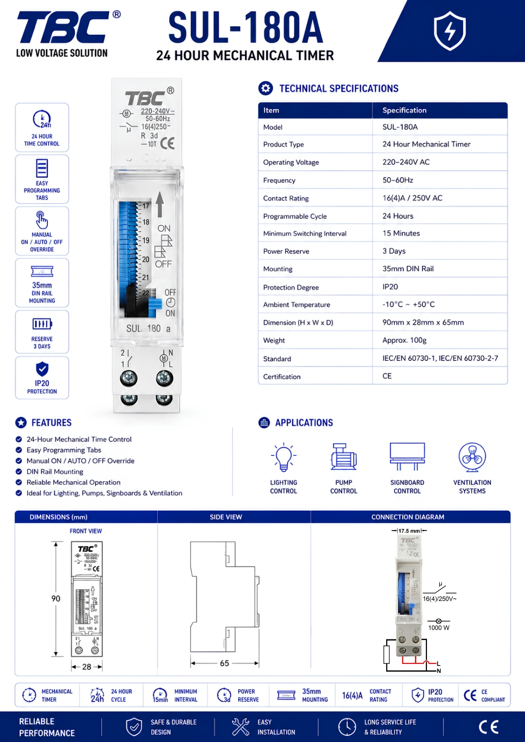 TBC SUL 180A Mechanical Time Switch