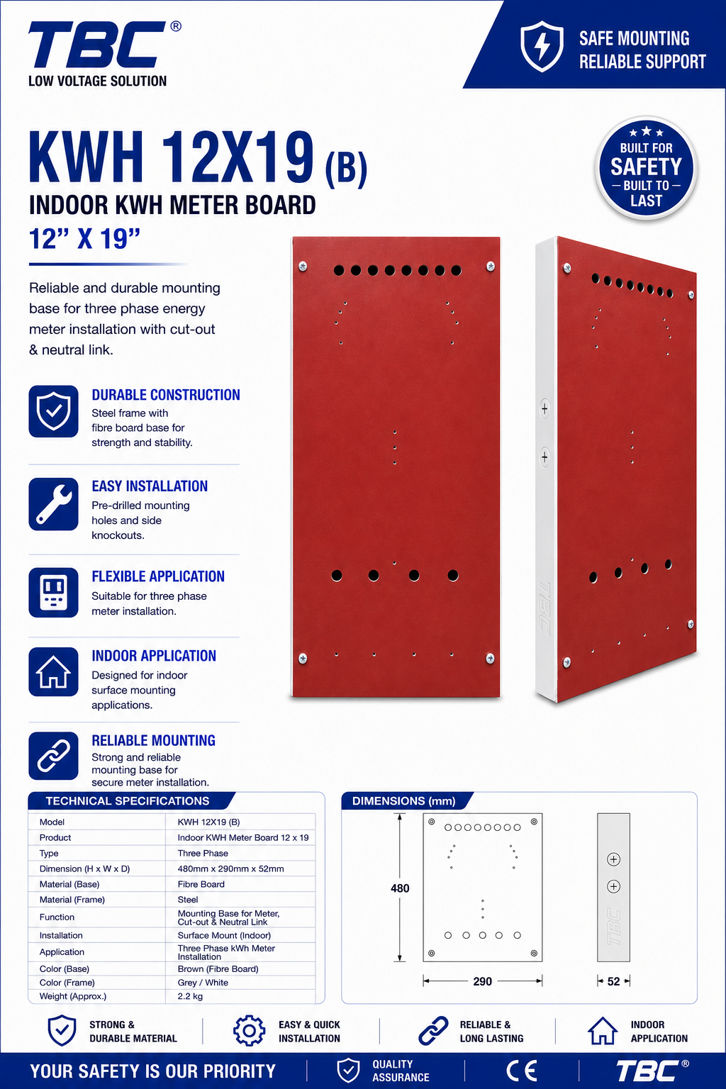 Indoor KWH Meter Board 12x19