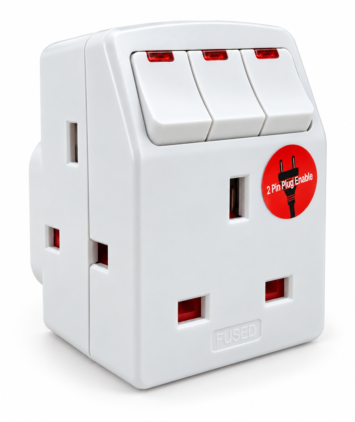 TBC 938SL 13A 3-Way Switched Socket Adaptor