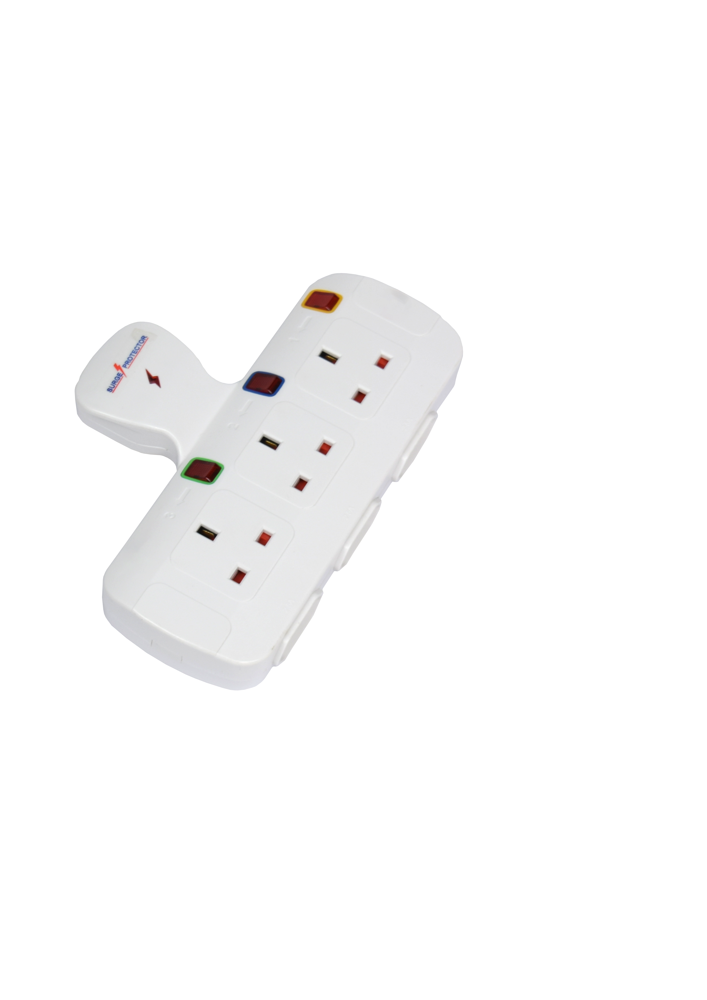 TBC EUT03S 3-Way Socket Adaptor with Surge Protection (3 × 13A + 3 × 2-Pin Round Outlets)